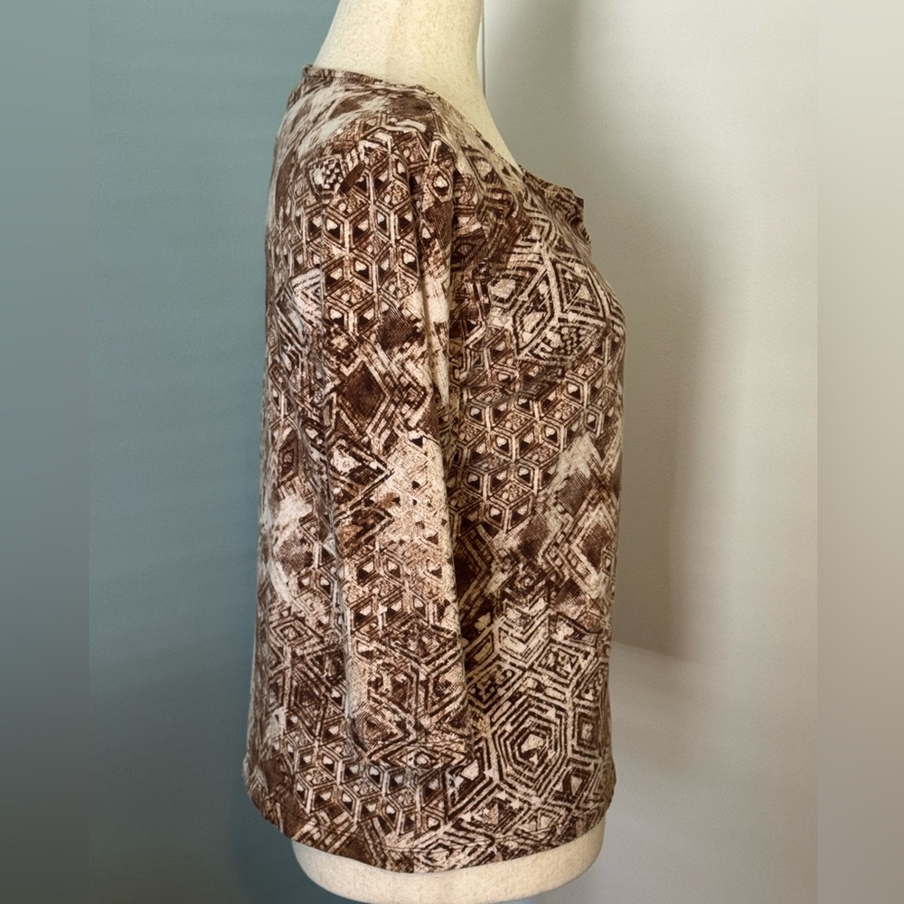 Ruby Rd. Earthy Geometric Print Blouse - Picture 2 of 4